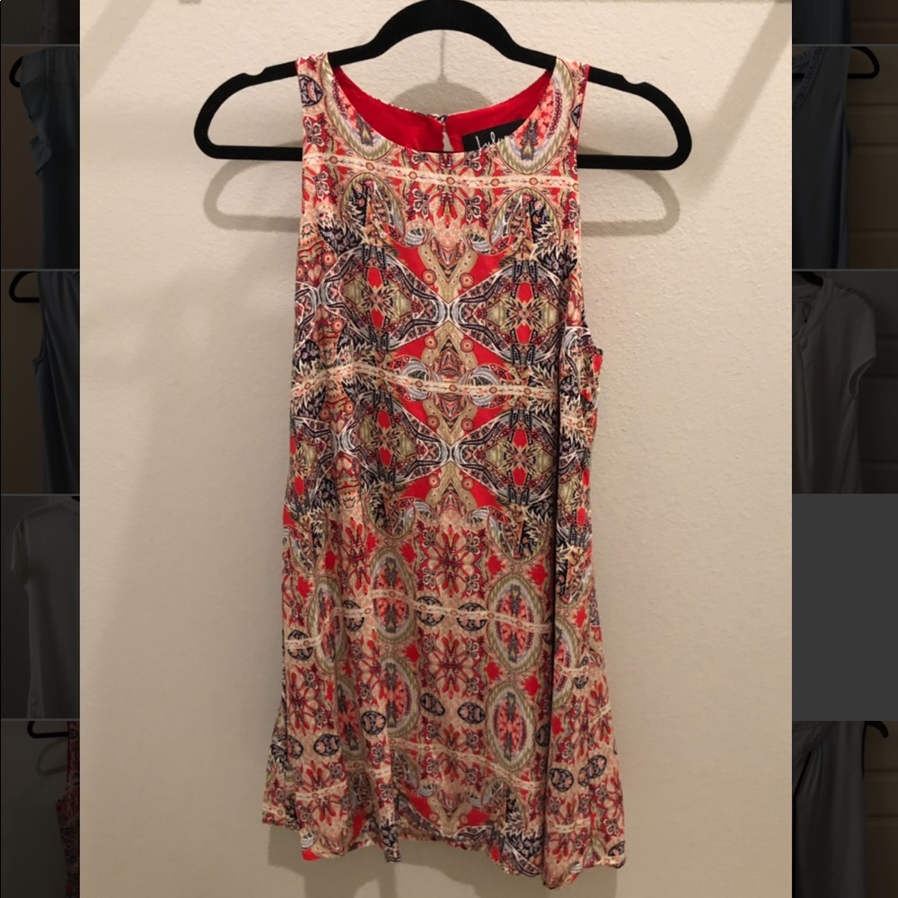 Red printed Lulu’s dress, size Medium, New w/o Tag